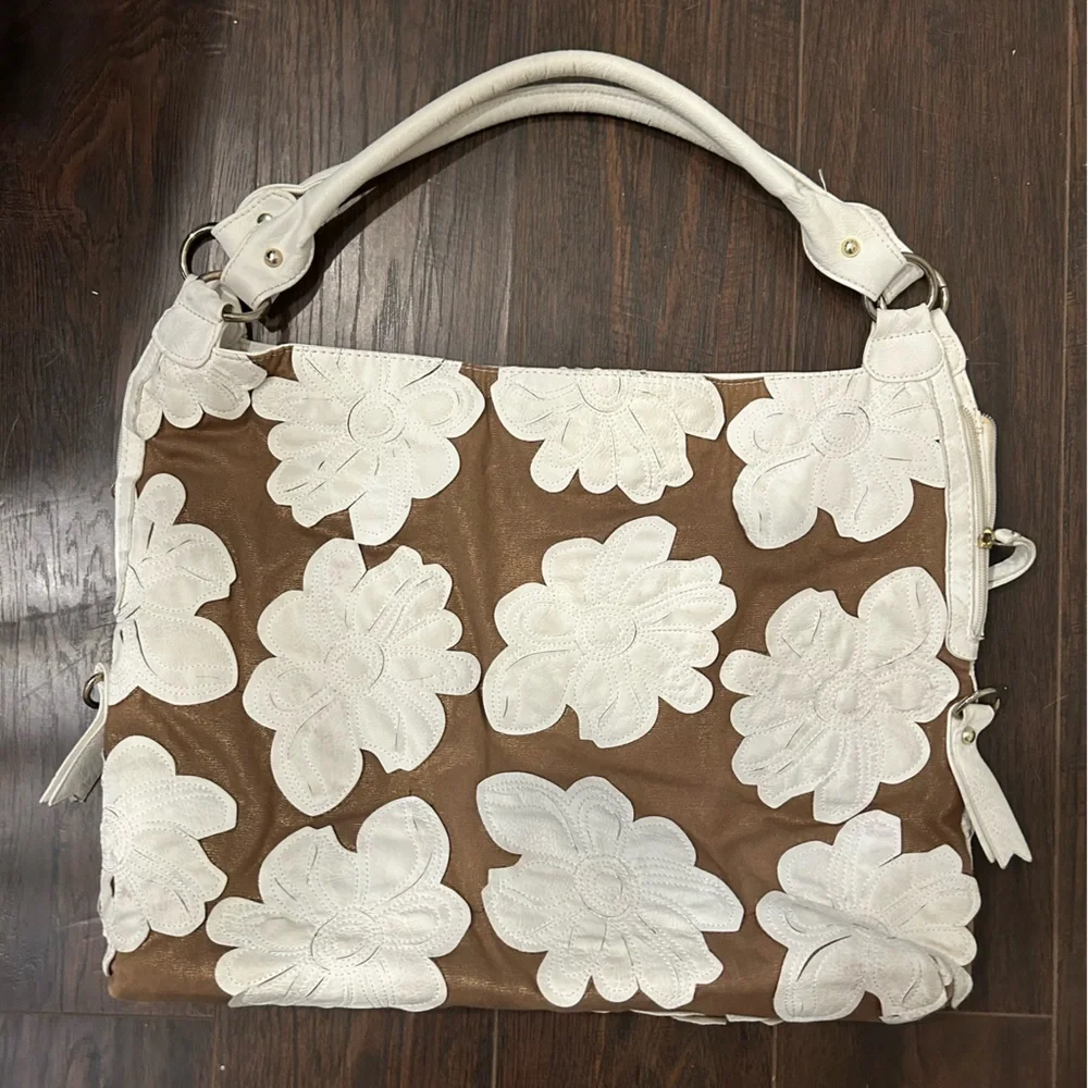 Big Buddha Floral Vegan Leather and Fabric Hobo Bag
